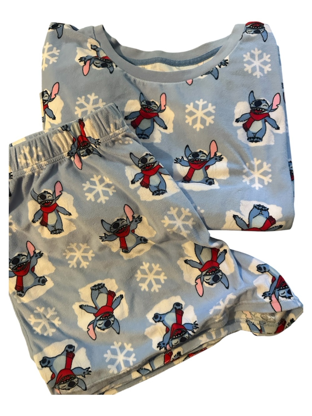 Disney Stitch Winter Christmas Fleece Pajama Set Womens XL